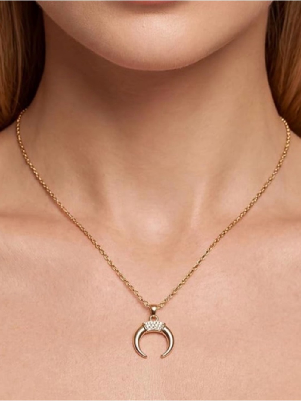Crescent Moon Necklace 14K Gold Plated